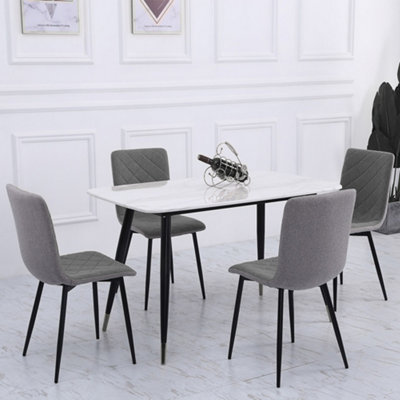 4Pcs Light Grey Modern Urban Style Armless Dining Chairs 83cm H