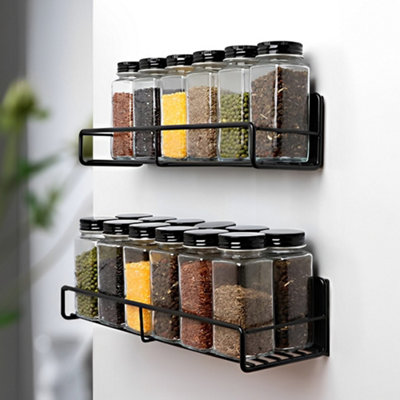 4Pcs Magnetic Fridge Storage Shelf with Hooks