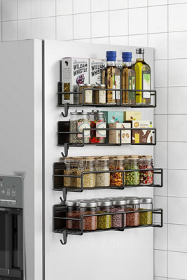 4Pcs Magnetic Fridge Storage Shelf with Hooks