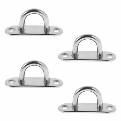4Pcs Marine Boat Stainless Steel Oblong Pad Eye Plate Staple Ring Hook ...