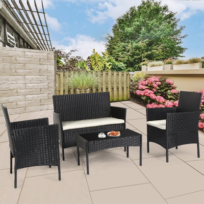 4PCS Outdoor Patio Garden Rattan Furniture Set