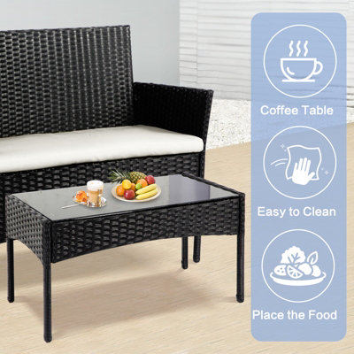 4PCS Outdoor Patio Garden Rattan Furniture Set - 4