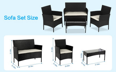 4PCS Outdoor Patio Garden Rattan Furniture Set - 5