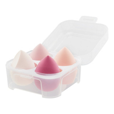 4Pcs Pink Beauty Blender Puffs Makeup Sponge Set with Case for Dry and Wet Dual Use