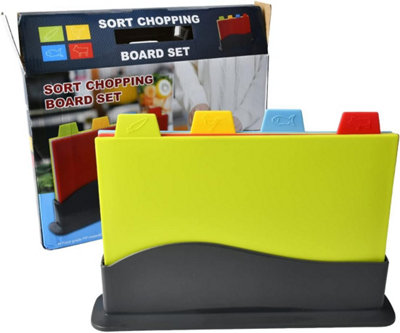 4PCS Plastic Chopping Board Set with Intelligent Color Coding and ...