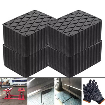 4Pcs Ramp Jacking Rubber Blocks Set Universal Scissor Car Lift Pads ...