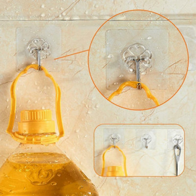 4pcs Self Adhesive Transparent Wall or Door Hooks for Hanging Clothes Towels etc