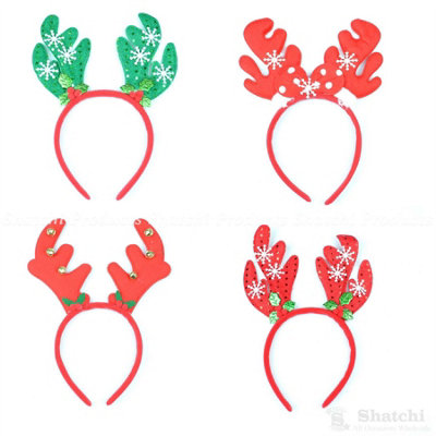 4pcs Set Christmas Headband Reindeer Antlers Assorted Mix Xmas Fancy Dress Party Costume Price Comparisons | Compare The Build