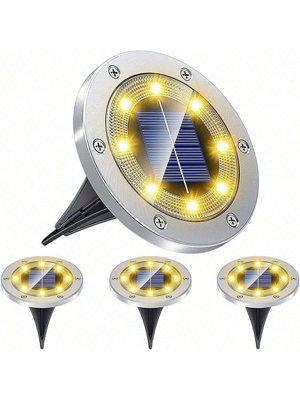 4PCS Solar Ground Light Outdoor 8 LED Solar Disk Lights Waterproof ...