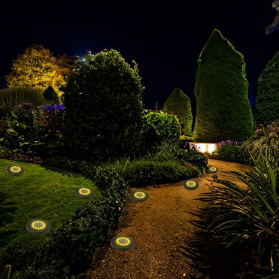 4Pcs Solar Ground Lights, 16LEDs Warm Light Solar Buried Disk Lights ...