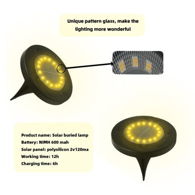 4Pcs Solar Ground Lights, 16LEDs Warm Light Solar Buried Disk Lights ...
