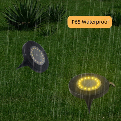 4Pcs Solar Ground Lights, 16LEDs Warm Light Solar Buried Disk Lights ...
