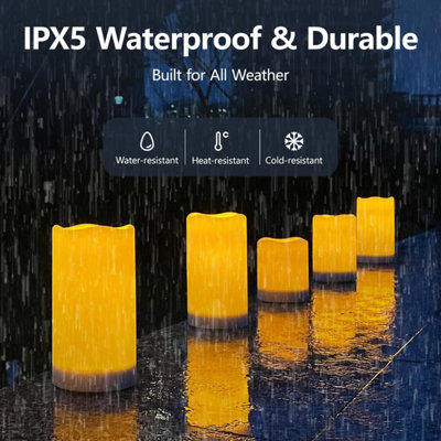 Solar Candles Outdoor Waterproof – Flameless LED Tea Lights, Solar Powered, Auto On/Off, Flickering Flame Effect – For Weddings, Patio, Holidays