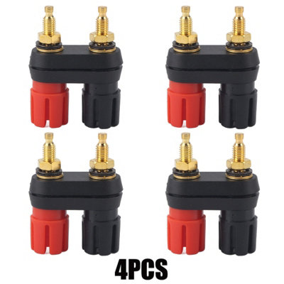 4PCS Speaker Binding Post Terminal for Power Amplifier with 2-Way Banana Plug Jack