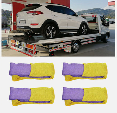 4 Pack Wheel Bridging Straps For Trailer Tie Down & Car Recovery - 16 Inch 1.5 Ton Each - AB Tools SM001