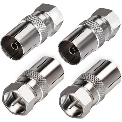 4Pcs Tv Antenna Connector F Male To Tv Female Tv Aerial Plug Coaxial ...