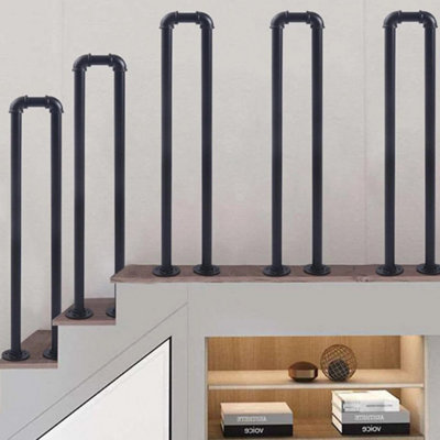 4PCS U-Shaped Iron Stair Handrail Indoor Outdoor Non-Slip Safety Metal Rail