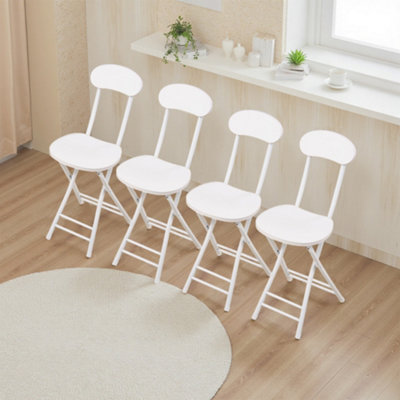 4Pcs White Portable Foldable Dining Chairs, 31cm W x 33.5cm D x 74cm H