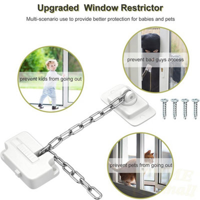 4PCS Window Door Chain Restrictor Security Lock Catch Stainless Steel ...