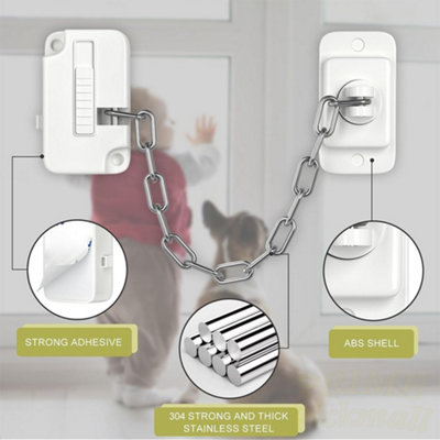 4PCS Window Door Chain Restrictor Security Lock Catch Stainless Steel ...