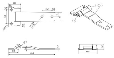 4pk 145mm Strap Hinge Stainless Steel Locker Door Hatch 316 Marine Grade