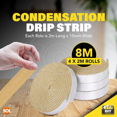 4pk Condensation Drip Strip 2m x 15mm Absorbent Tape for Window ...