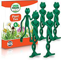 4pk Frog Garden Ties for Plants - 14cm - Gardening Gifts Quirky Plant Ties for Climbing Plants, Canes, Trees Green Twist Ties