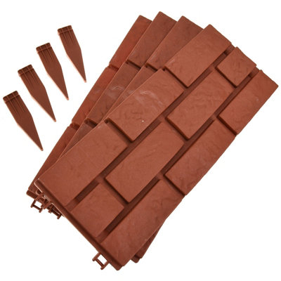 4PK Hammer in Lawn Edging Edge Garden Fence Brick Effect