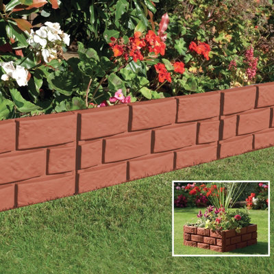 4PK Hammer in Lawn Edging Edge Garden Fence Brick Effect - 3