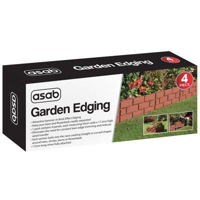 4PK Hammer in Lawn Edging Edge Garden Fence Brick Effect - 7