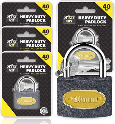 4pk Heavy Duty Padlock 40mm Outdoor Lock Set with 12 Keys Strong ...