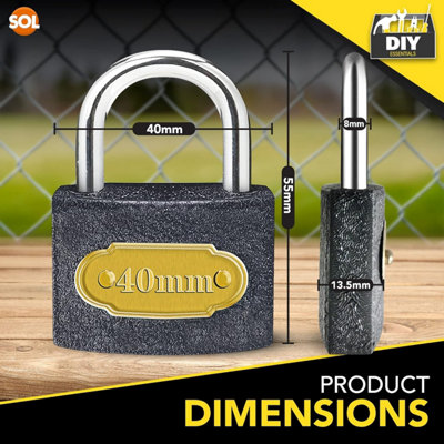 4pk Heavy Duty Padlock 40mm Outdoor Lock Set with 12 Keys Strong ...