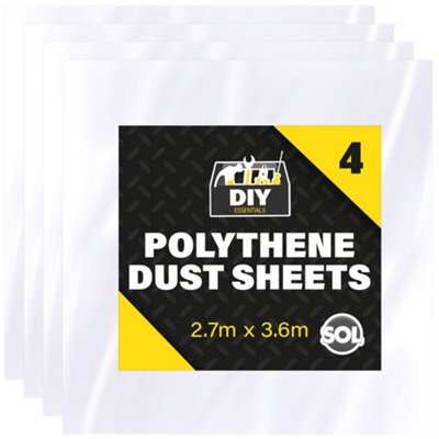 4pk Plastic Dust Sheets for Decorating 3.6m x 2.7m, Large Dust Sheets for  Furniture, Dust Sheet Plastic Sheets for Painting DIY at BQ