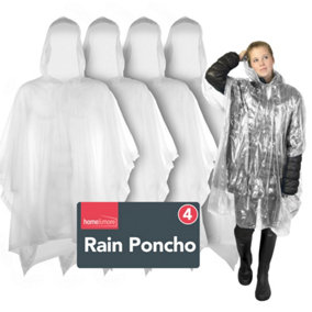 4pk Rain Poncho Adult Waterproof, Plastic Disposable Rain Poncho Waterproof Poncho Adults, Ponchos Plastic Waterproof Raincoat