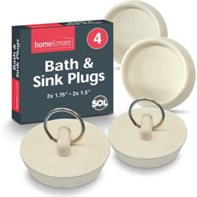 4pk Rubber Bath Plugs & Sink Plugs - 3/4 Inch & 1/2 Inch - Universal Bath Plug UK - Universal Plug for Sinks Kitchen Sink Plug