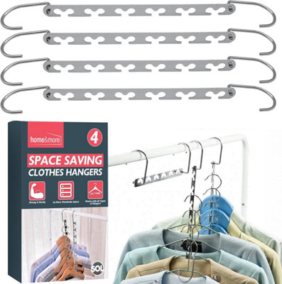 4pk Space-Saving Hangers, Durable Multi Coat Organisers, Heavy-Duty ...