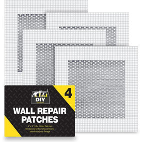4pk Wall Repair Patch 10 x 10cm - Plasterboard Repair Wall Patch - Self Adhesive Plasterboard Repair Kit for Plaster Board