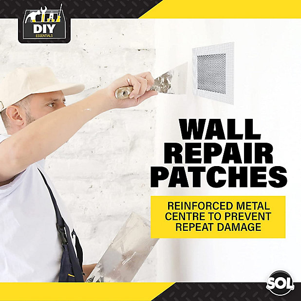 4pk Wall Repair Patch 10 x 10cm - Plasterboard Repair Wall Patch - Self  Adhesive Plasterboard Repair Kit for Plaster Board
