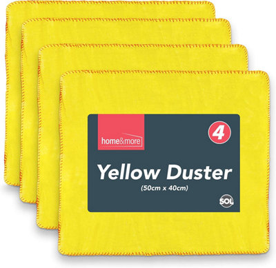 4pk Yellow Dusters, 100% Cotton Cleaning Cloths 50 x 40cm, Lint Free Cloths for Oiling Wood, Dusters for Cleaning Window Duster