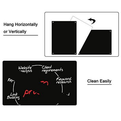 4THOUGHT Glass Whiteboard 45x60cm Dry Erase White Notice Board Non Magnetic