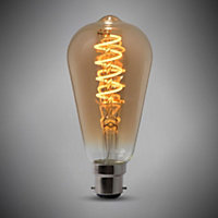 4w B22 Vintage Edison ST64 LED Light Bulb 1800K Spiral Filament Teardrop High CRI Dimmable - SE Home