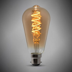 4w B22 Vintage Edison ST64 LED Light Bulb 1800K Spiral Filament Teardrop High CRI Dimmable - SE Home