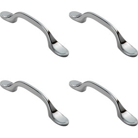 4x 128mm Shaker Style Cabinet Pull Handle 76mm Fixing Centres Polished Chrome