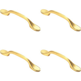 4x 128mm Shaker Style Cabinet Pull Handle 76mm Fixing Centres Satin Brass