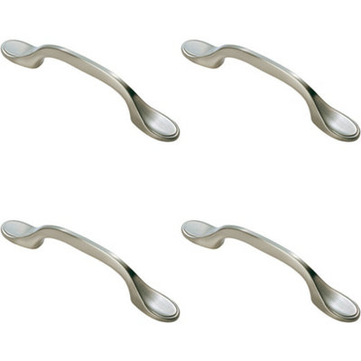 4x 128mm Shaker Style Cabinet Pull Handle 76mm Fixing Centres Satin Nickel