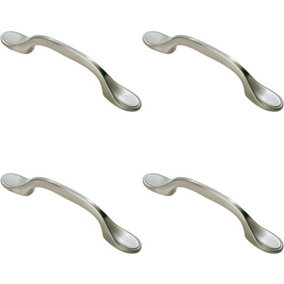 4x 128mm Shaker Style Cabinet Pull Handle 76mm Fixing Centres Satin Nickel
