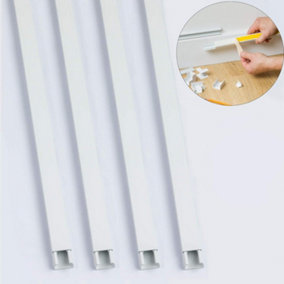 4x 1M White Self Adhesive Cable & Wire Tidy PVC Plastic Electrical Mini Trunking (16x10mm)