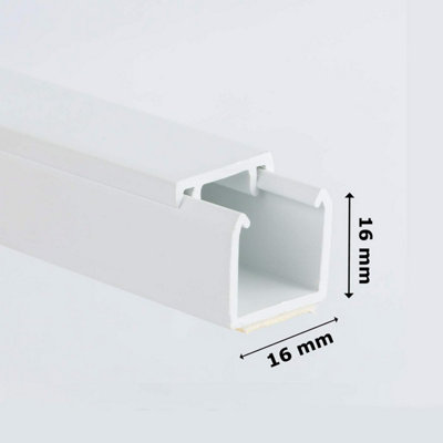4x 1M White Self Adhesive Cable & Wire Tidy PVC Plastic Electrical Mini Trunking (16x16mm)
