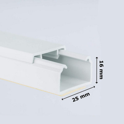 4x 1M White Self Adhesive Cable & Wire Tidy PVC Plastic Electrical Mini Trunking (25x16mm)