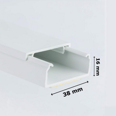 4x 1M White Self Adhesive Cable & Wire Tidy PVC Plastic Electrical Mini Trunking (38x16mm)